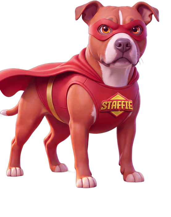 Freddie as Super Staffie